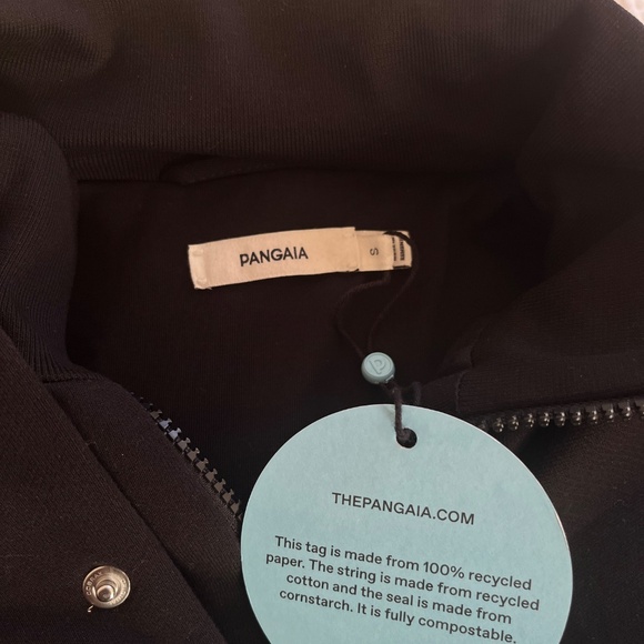 Pangaia Sz. S Unisex Recycled Wool Fleece Half-Zip Hooded Jacket Black - Picture 12 of 12